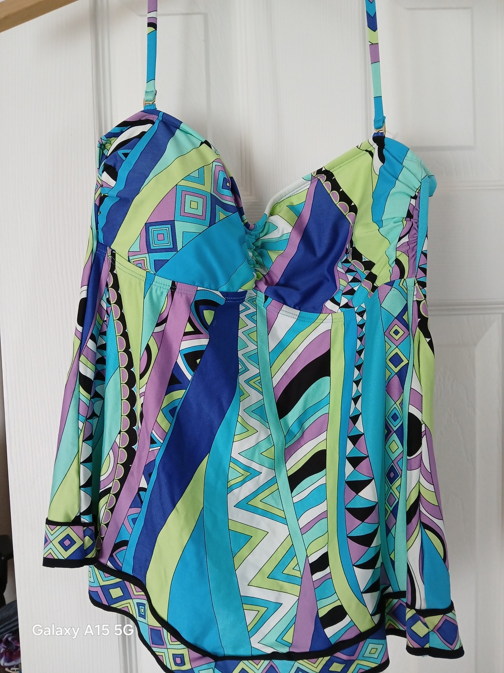 Apt. 9 Multi-Color Geometric Tankini Top — Blue, Aqua, Green, Purple